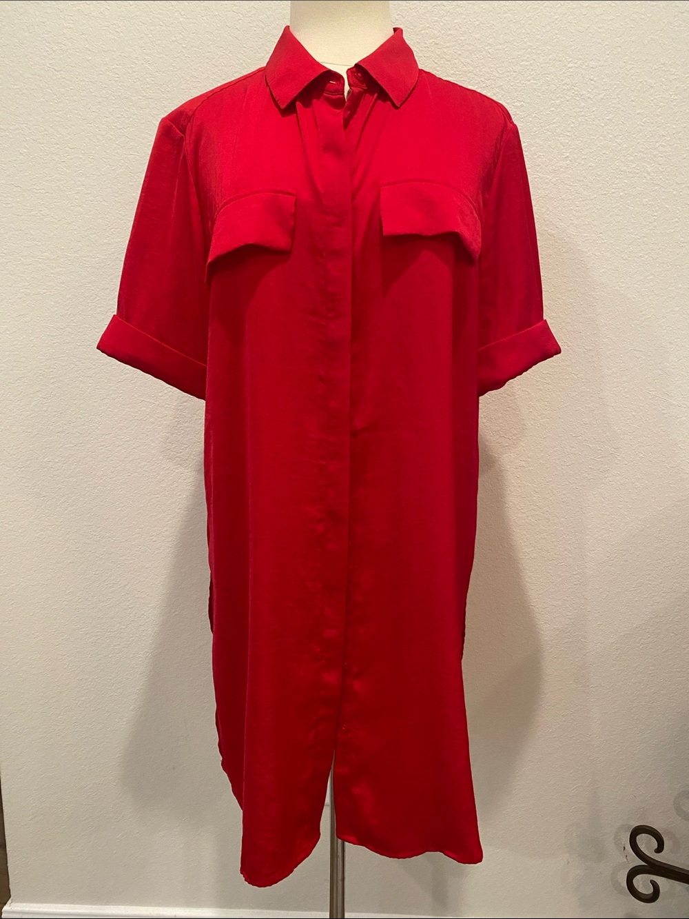 Chico's Vibrant Red Blouse Longer Length Sz XL